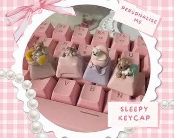 Handmade Sleepy Animal Keycap: Kawaii  Artisan Keycap