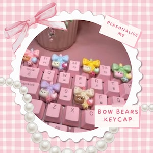 Handmade Kawaii Bear Bows Keycap: Custom Artisan Keycap