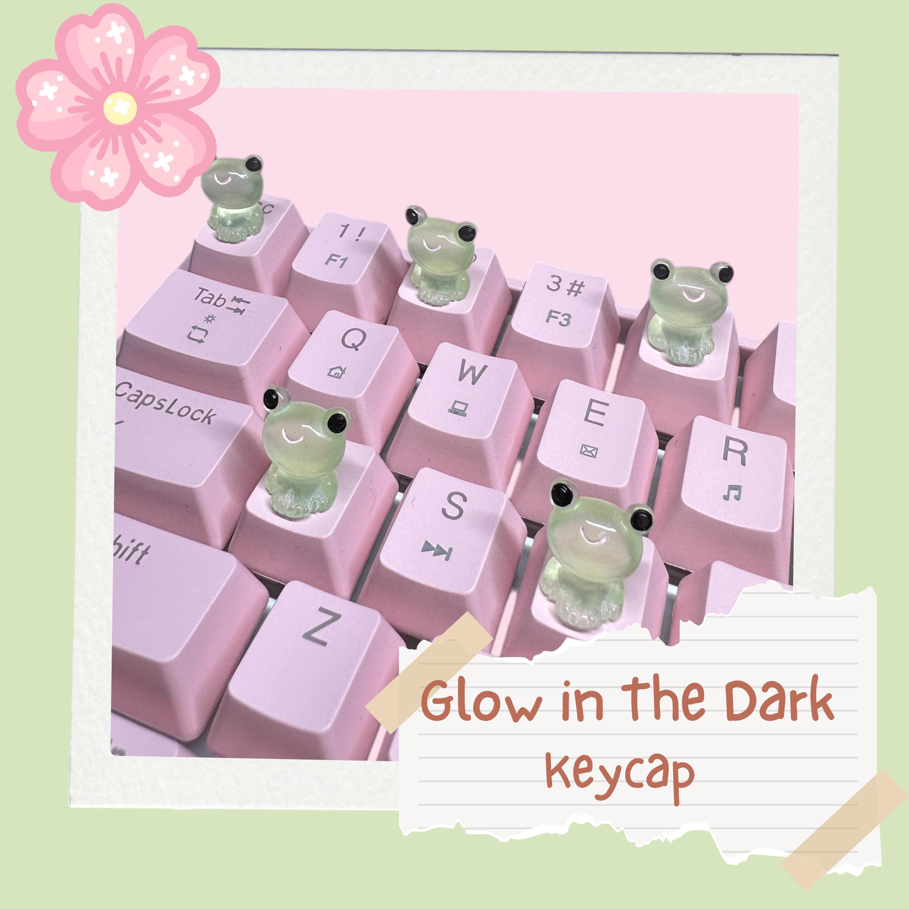 Glow In The Dark Frog Keycap: Kawaii Cottagecore Artisan Keyboard Accessory