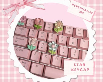 Kawaii Blossom Artisan Keycap: Custom Keyboard Accessory