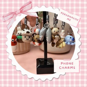 Adorno de arcilla kawaii para teléfono / Personajes hechos a mano