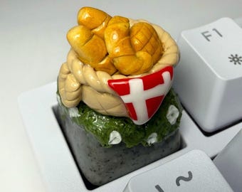Bread Basket Artisan Keycap – Handmade Polymer Clay Keyboard Accessory