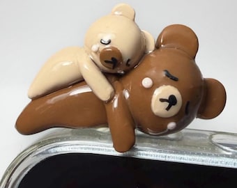 Handmade Polymer Clay Bear Hipper – Phone, Kindle Accessory