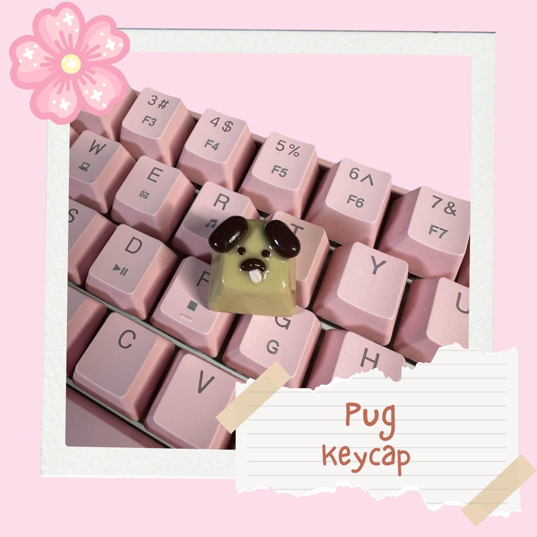 Kawaii Pug Artisan Keycap: Handmade Polymer Clay Keyboard Accessory - Etsy