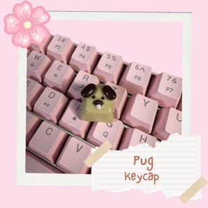 Kawaii Pug Artisan Keycap: Handmade Polymer Clay Keyboard Accessory