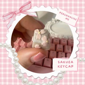 Kawaii Sakura Pearl Artisan Keycap: Handmade Polymer Clay Keyboard