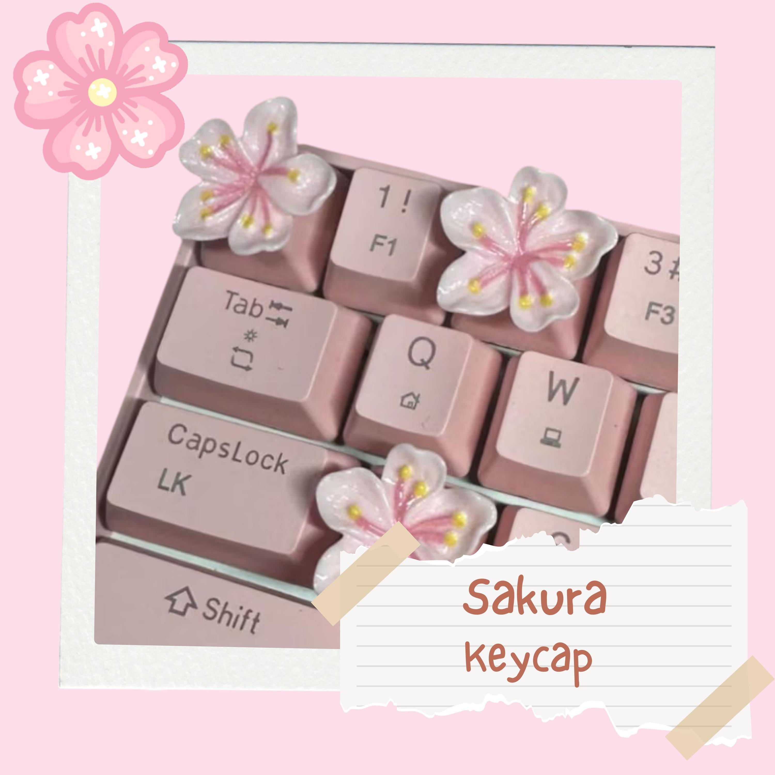 Handmade Kawaii Sakura Cherry Blossom Keycap: Custom Artisan Keycap