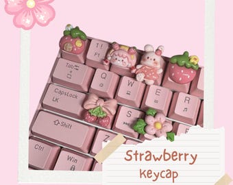 Strawberry Tastenkappe : Niedliche Cottagecore Artisan Tastenkappe für Cherry MX Keyboards