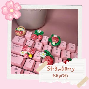 Kawaii Strawberry Keycap: handgemaakt Cottagecore Artisan-toetsenbordaccessoire
