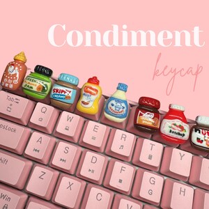 Porte-clés artisanaux avec condiments mignons | Capuchon de touche | Touches mignonnes | Capuchon de touche personnalisé | Porte-clés kawaii