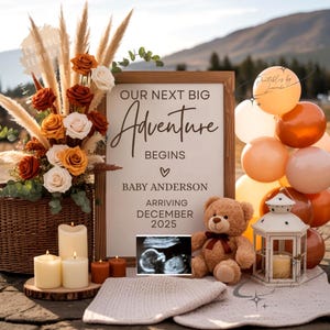 Adventure Pregnancy Announcement: Mountain Baby Reveal (Digital Template)