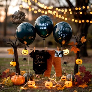 Halloween Boy Pregnancy Announcement Digital Fall Baby Reveal Digital Download Editable Template Little Brother Baby Boy Social Media Reveal