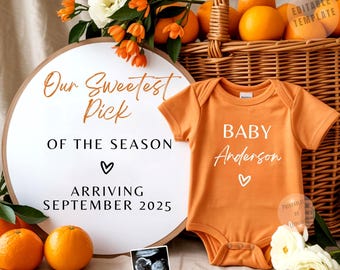 Citrus Pregnancy Announcement: Editable Orange Theme (Digital Download)