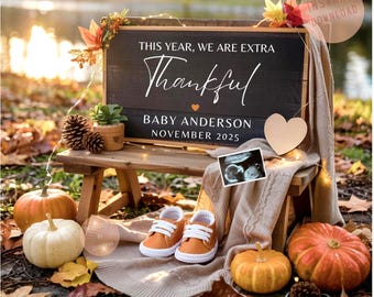 Thanksgiving Pregnancy Announcement: Fall Baby Reveal (Digital Editable)