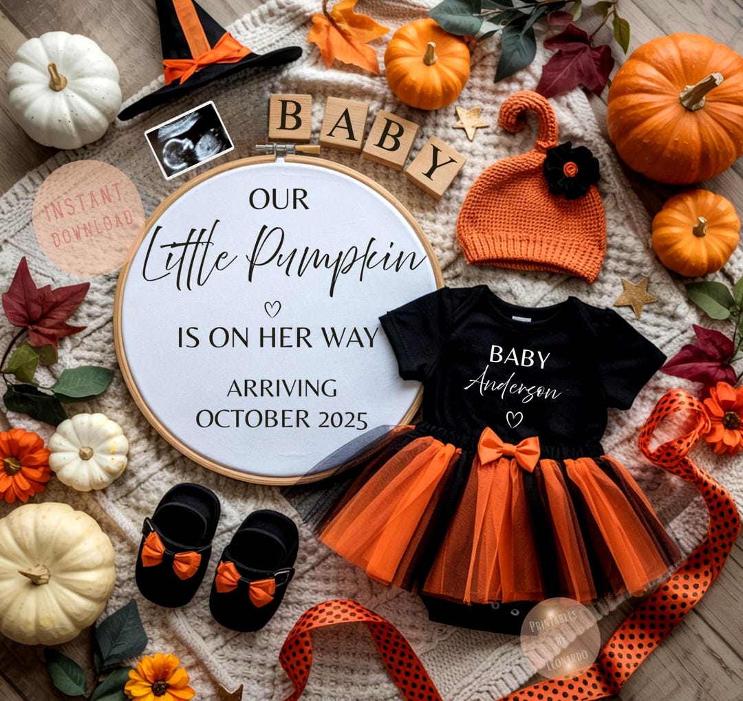 It's a Girl Fall Pregnancy Announcement Baby Girl Fall Announcement ...