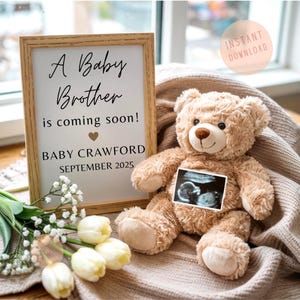 Little Brother Pregnancy Announcement: Editable Baby Boy Reveal (Digital Download)