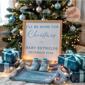 Blue Christmas Baby Announcement: Editable Pregnancy Reveal (Digital Download)