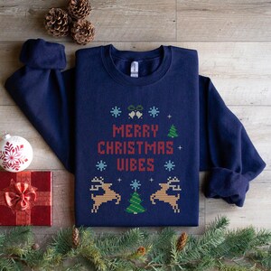 Christmas Vibes Unisex Sweatshirt, Holiday Sweater, Festive Xmas Jumper, Winter Pullover, Cozy Christmas Top