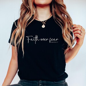 Faith Over Fear, Faith Shirt, Christian Gift Jesus Hoodie, Bible Verse Crewneck, Minimal Christian Tee, Vintage Christian T-shirt for Women
