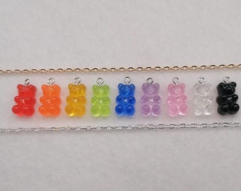 Colourful mix and match gummy bear necklaces