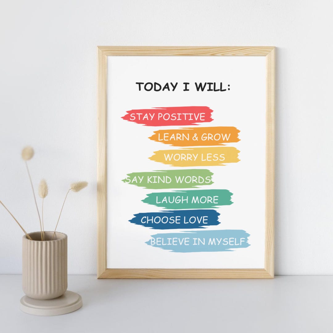 A1 Size Kids Printable Art Positive Quote Print Kids Wall Art Nursery ...