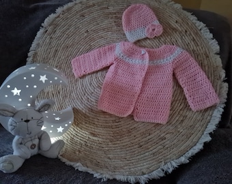 Handmade Baby Girl Hat and Cardigan