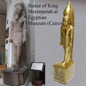 Meticulous replication of King Ramses statue as Ancient Egyptian Pharaoh (Gold colored)
