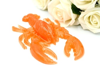 Bright Tangerine Orange Lobster Figurine | Handmade Resin Home Decor Animal Ornament | Perfect Birthday, Holiday or Housewarming Gift