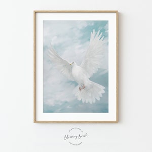 Dove Painting, Peaceful Dove Wall Art Print, Holy Spirit Dove, Dove Poster, Wall Décor, Christian Wall Art, Christian Home Decor, Bible Art