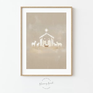 Nativity Scene Art, Christian Wall Art, Jesus Birth Modern Minimalist Painting, Faith-Inspired Christmas Decor, Christian Gifts, Bible Art