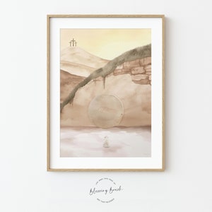 Jesus Died For Me The Lost Sheep Wait On The Lord Garden Tomb He Is Risen Jesus Resurrection 3 Crosses Calvary Hill Christian Wall Art Print