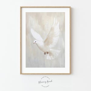 Peace Dove, Christian Wall Art, Holy Spirit Art, Modern Dove Painting, Bible Art Print, Spiritual Home Decor, Faith Inspired Christian Gifts