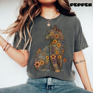 Cat Mom Shirt Floral Cat Shirt Purr Shirt Cat Mom Floral Cat Tee Cat Lover Shirt Animal Lover Tee Cat Lovers Shirt Gift for Mom Gift for Dad