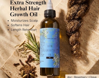 Extra Strength Organic Hair Growth Oil 4oz, Chebe Rosemary Scalp Oil for Dry Scalp, Edges, Shine and Natural Hair