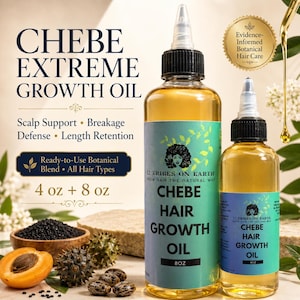 Chebe Hair Growth Oil 4oz/8oz | Herbal Hair Crack, Chebe Hair Oil, Women & Men Hair Growth, Organic Hair Oil, Natural Hair Growth Serum