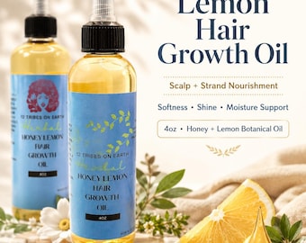 Honey Lemon Hair Growth Oil, 4oz | black hair products, indian hair care, hair crack, scalp treatment, hair regrowth, hair thickener, food