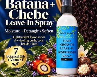 Batana + Chebe Leave In Conditioner Spray for Healthy Hair, Detangling Hair Moisturizer | Hair Growth Spray |Hair Tonic,Hair Spray Detangler