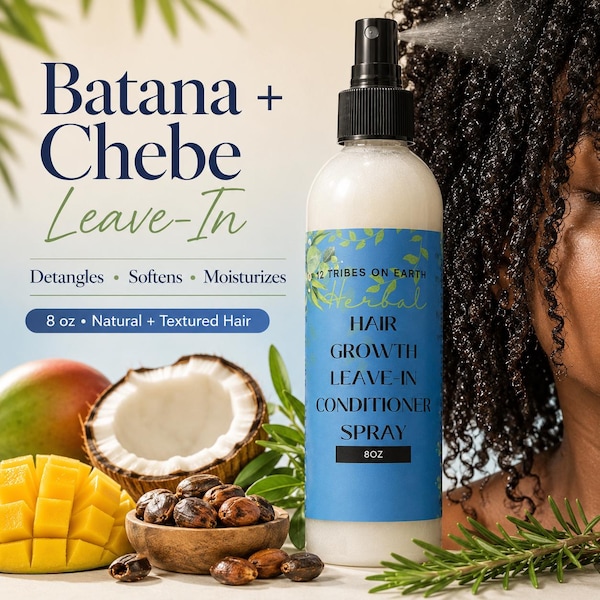 Batana + Chebe Leave-in Conditioner Spray voor natuurlijk haar, ontwarrende haarconditioner | Haargroeispray | Haartonic, Haarspray om het haar te ontwarren