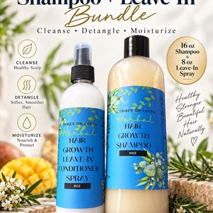 Extra sterke shampoo en leave-in conditioner spray voor haargroei | Veganistische shampoo en leave-in conditioner | Volledig natuurlijk, biologisch haar