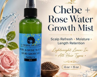 Chebe and Rose Water HAIR GROWTH Spray | Leave In Spray | Extreme Growth Potent, Evidence-Informed Hair Care