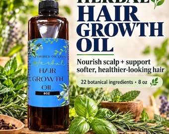 22-Ingredient Herbal Hair + Scalp Oil – Rosemary, Chebe + Black Castor, 8oz | Organic Hair Growth Oil, Botanical Hair Growth Product