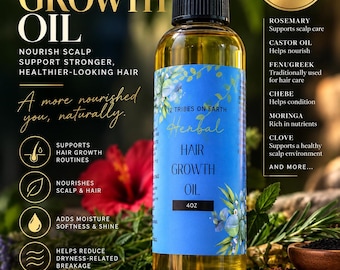 EXTRA STRENGTH Organic Hair Growth Oil 4oz, Chebe Rosemary Scalp Oil for Dry Scalp, Edges, Shine and Natural Hair
