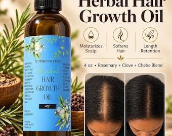EXTRA STRENGTH Organic Hair Growth Oil 4oz, Chebe Rosemary Scalp Oil for Dry Scalp, Edges, Shine and Natural Hair