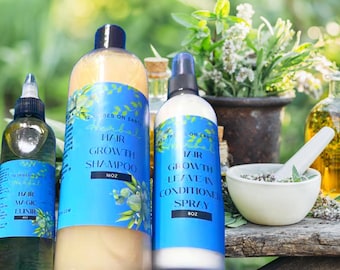 Hair Growth Shampoo, Oil, Elixir and Leave-In Conditioner Spray Bundle