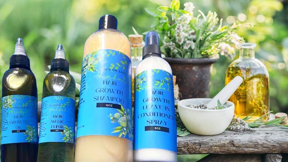 Hair Growth Shampoo, Oil, Elixir and Leave-In Conditioner Spray Bundle
