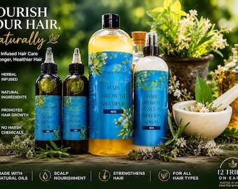 Hair Growth Shampoo, Oil, Elixir and Leave-In Conditioner Spray Bundle