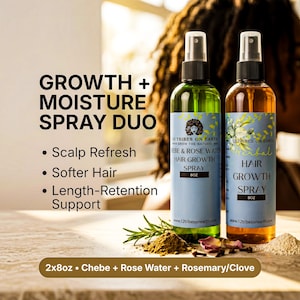 Hair Growth Spray Bundle, Rosemary + Chebe Scalp Spray Set for Edges, Braids, Dry Scalp and Protective Styles