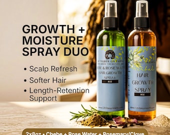 Hair Growth Spray Bundle, Rosemary + Chebe Scalp Spray Set for Edges, Braids, Dry Scalp and Protective Styles
