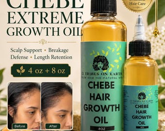 Chebe Hair Growth Oil 4oz/8oz | Herbal Hair Crack, Chebe Hair Oil, Women & Men Hair Growth, Organic Hair Oil, Natural Hair Growth Serum