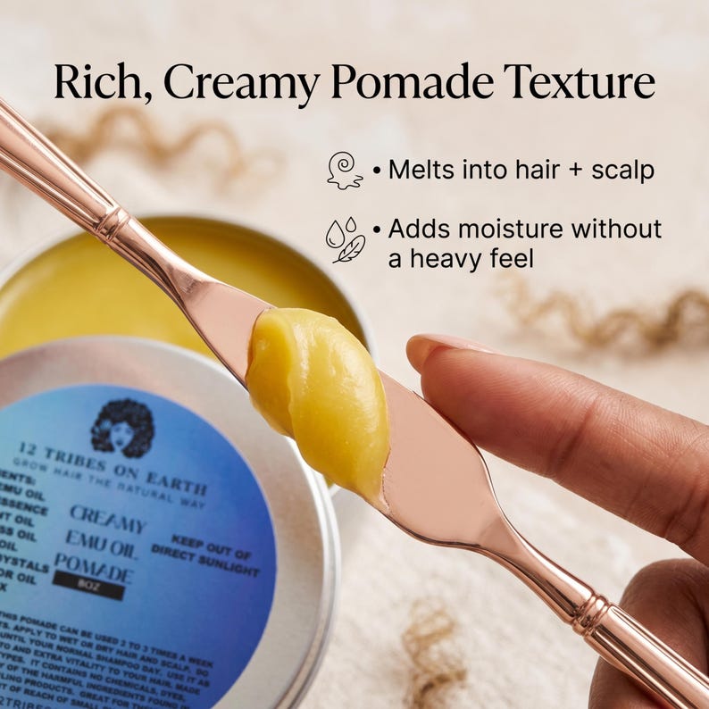 Creamy Emu Oil GROWTH Pomade 8oz | Natural Hair Pomade for Women, Dry Scalp Moisturizer and Soft Styling Pomade, All Hair Types LeaveIn image 2